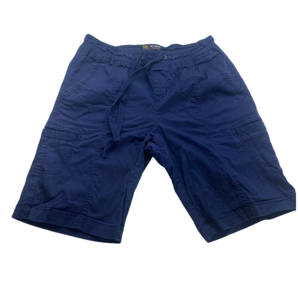 LEE Relaxed Fit Mid Rise Petite Blue Shorts - Size 4